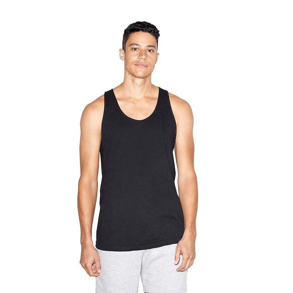 2 AMERICAN APPAREL Black Crew Neck Unisex Muscle Tank Top Sleeveless Shirt M - Picture 4 of 11